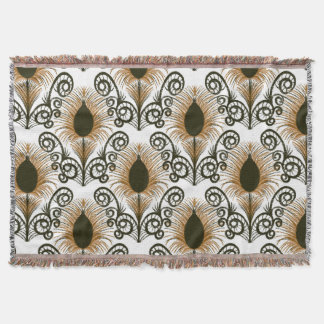 Manta Boho Peacock Feather Jewel Tone-Golden Brown