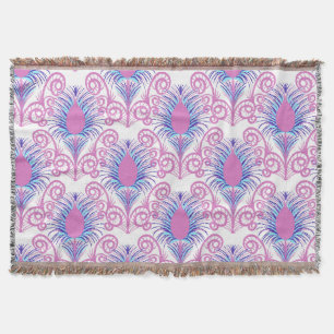 Manta Boho Peacock Feather Jewel Tone-Neon Pink