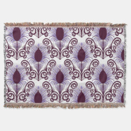 Manta Boho Peacock Feather Jewel Tone-Purple Monocromo