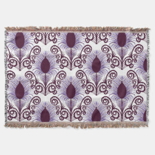 Manta Boho Peacock Feather Jewel Tone-Purple Monocromo