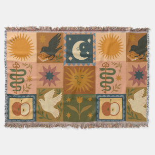 Manta Boho Retro Celestial Sun Moon