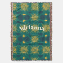 Manta Boho Sun Moon Stars bebé Verde azulado Amarillo pe