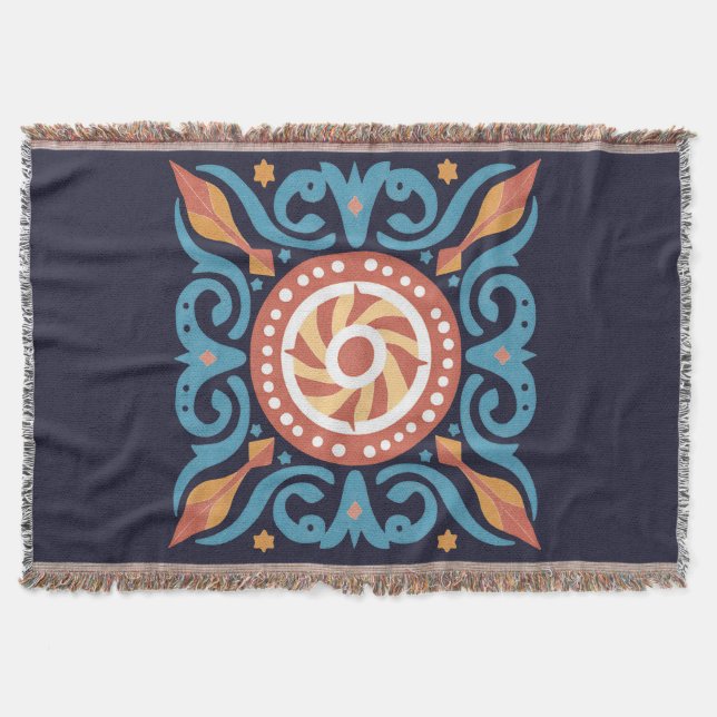 Manta Boho Tile Throw Blanket (Anverso)