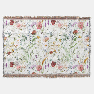 Manta Boho Wildflower Acuarela Primavera Flor