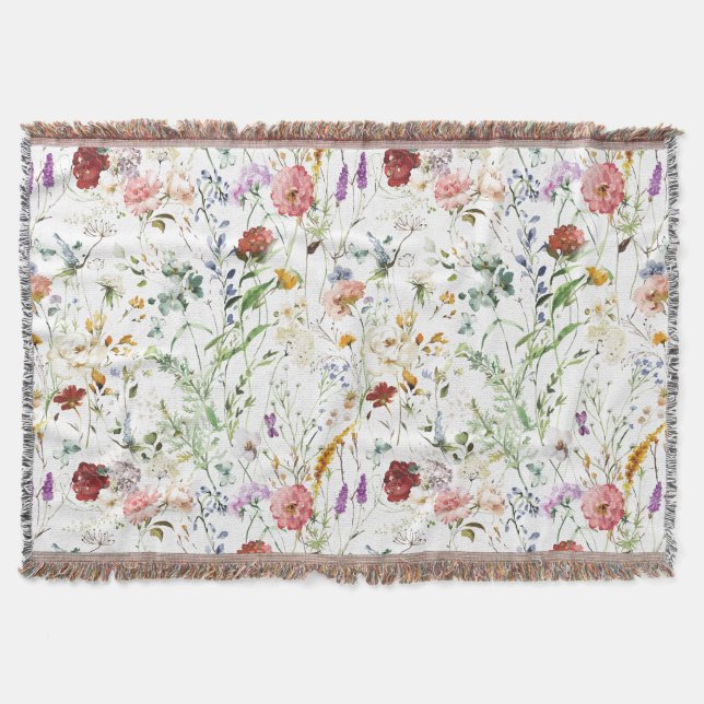 Manta Boho Wildflower Acuarela Primavera Flor (Anverso)