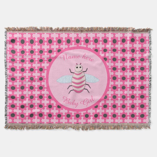 Manta Bonito Bebé Rosa Bee Personalizado (Anverso)