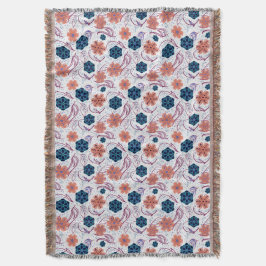 Manta Bonito patrón floral moderno - blanco