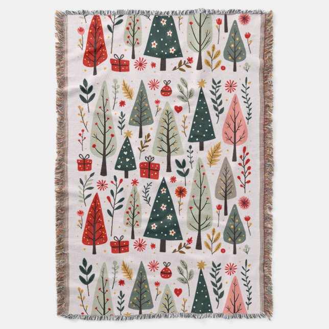 Manta Bosque de árboles de Navidad caprichosos (Frente vertical)