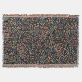 Manta Botánico Floral del Bosque Oscuro y Melancólico de