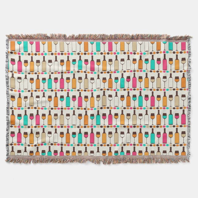 Manta Botellas y vidrios retros de vino (Anverso)