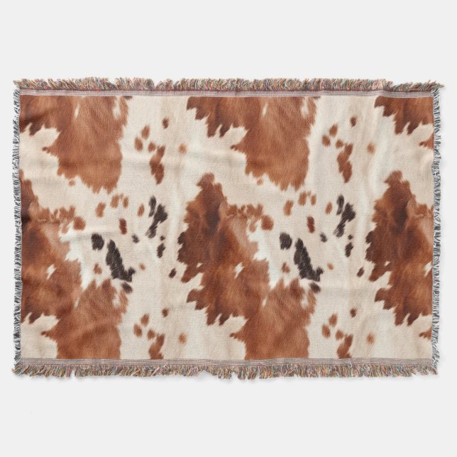 Manta Brown Cream Southwest Cowhide Christmas (Anverso)