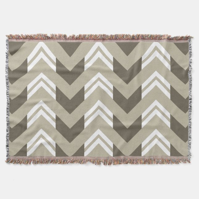 Manta Brown moderno, beige, modelo blanco de Chevron (Anverso)