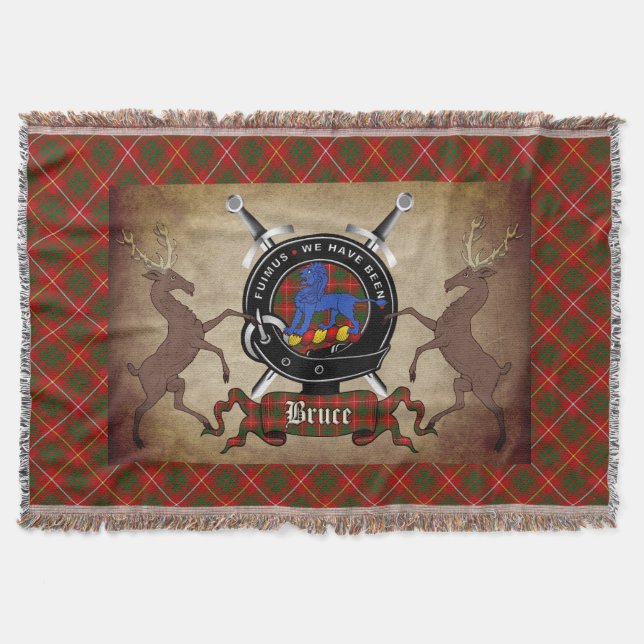 Manta Bruce Clan Badge & Tartan Throw Blanket (Anverso)