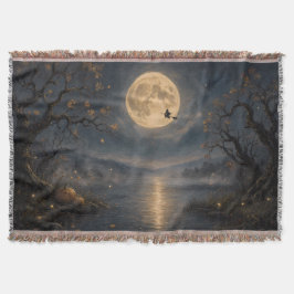 Manta Bruja bajo la luna llena gótica Halloween lago