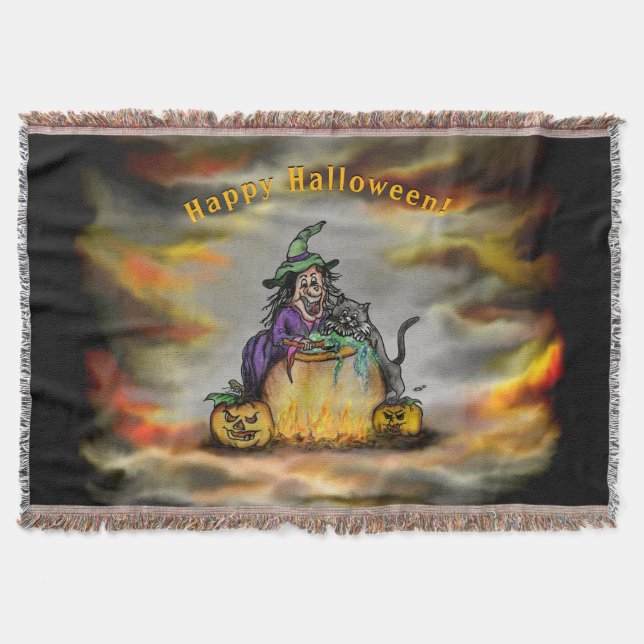 Manta Bruja y gato negro, ¡Feliz Halloween! (Anverso)