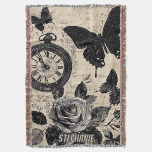 Manta Brújula Mariposa Floral Sepia Vagabundo