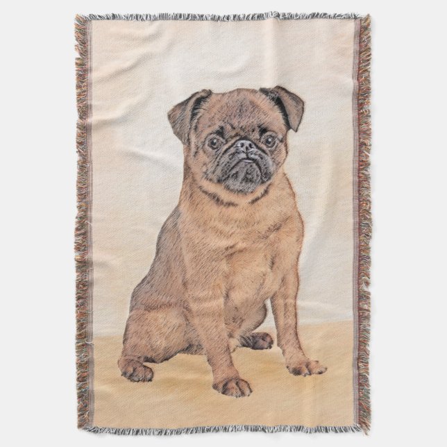 Manta Bruselas Griffon Smooth Painting Original Dog Art (Frente vertical)