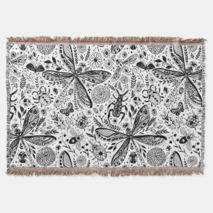 Manta Bugs de garabatos en azul oscuro