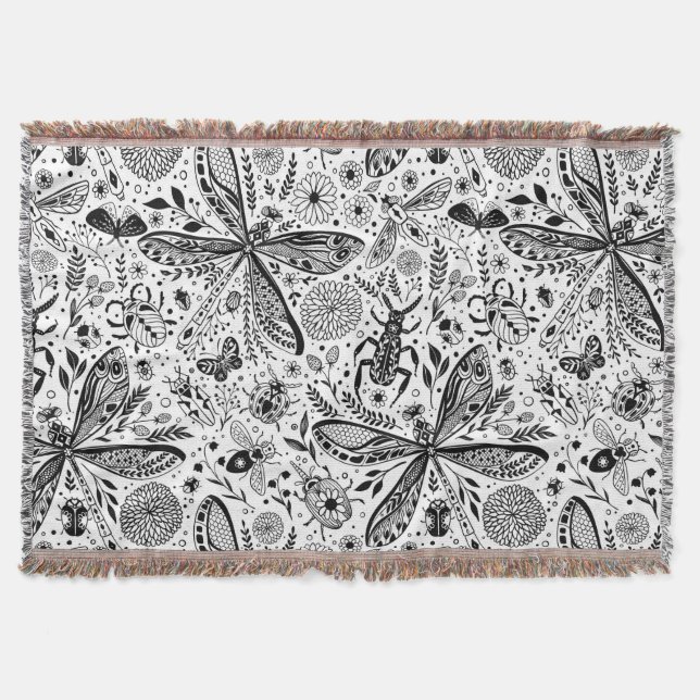 Manta Bugs de garabatos en azul oscuro (Anverso)