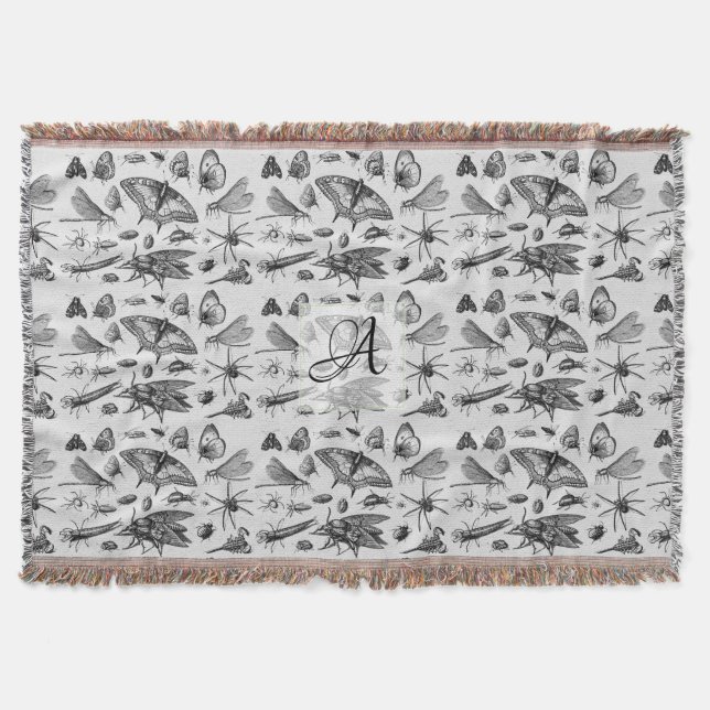 Manta Bugs GÓTICOS Monogramados Insectos de tinta vintag (Anverso)