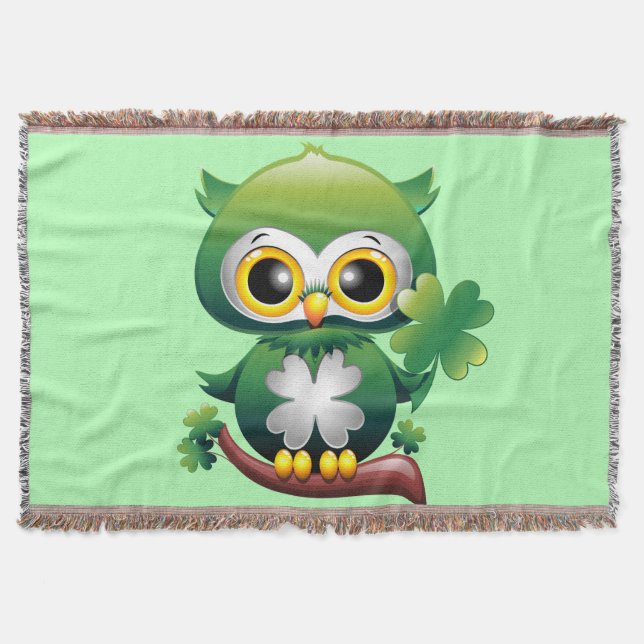 Manta Búho Bebé Lindo St Patrick Dibujo Animado (Anverso)