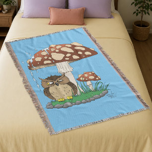 Manta Búho Caprichoso Hongo Lluvia Ducha Azul