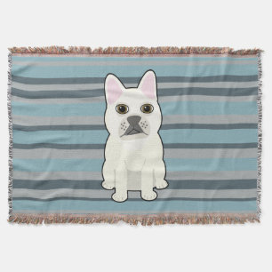 Manta Bulldog Francés Adorable de Rayas Azules