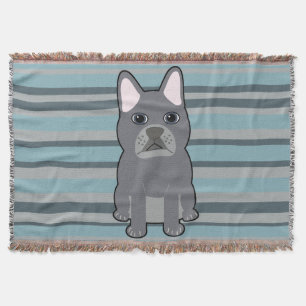 Manta Bulldog Francés Lindo de Rayas Azules