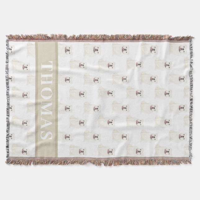 Manta Bulldog inglés personalizado (blanco) (Anverso)