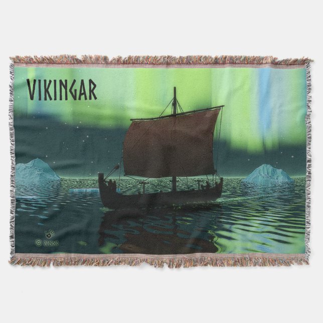 Manta Buque Viking Y Luces Del Norte (Anverso)