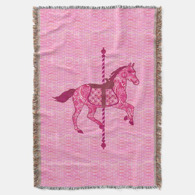 Manta Caballo de carrusel - rosa de la fucsia (Frente vertical)