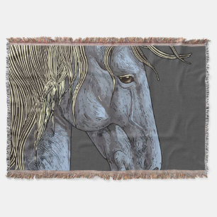 Manta Caballo gris majestuoso con melena fluida
