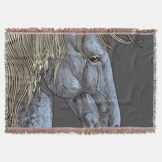 Manta Caballo gris majestuoso con melena fluida (Anverso)