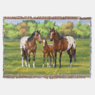 Manta Caballos Appaloosa De La Bahía Marrón En Pastel De