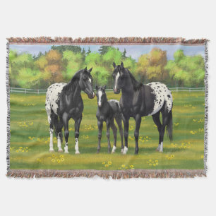 Manta Caballos Appaloosa Negros En Pastel De Verano