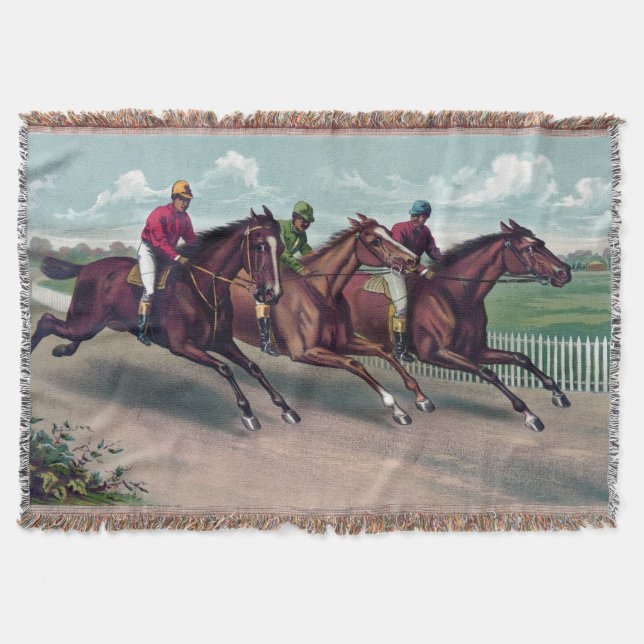 Manta Caballos de carreras de caballos y jinetes de pura (Anverso)