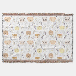 Manta Cabeza Animal Adorable Y Patrón Floral