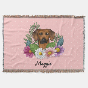 Manta Cabeza de perro Ridgeback de Rodesia Flores de ver