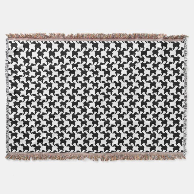 Manta Cabina blanca negra con perros Throw Blanket (Anverso)