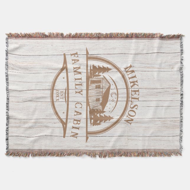 Manta Cabina de familia de madera blanca personalizada (Anverso)