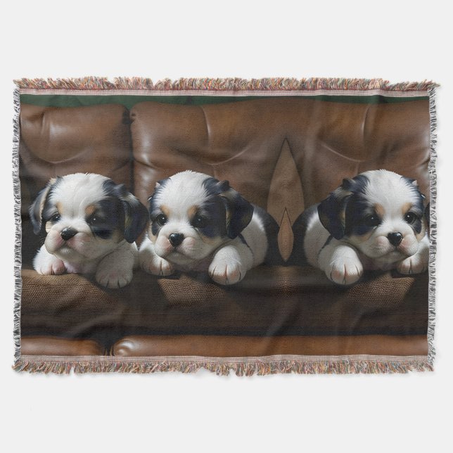 Manta Cachorros Super Adorables en el Sofá 1 (Anverso)