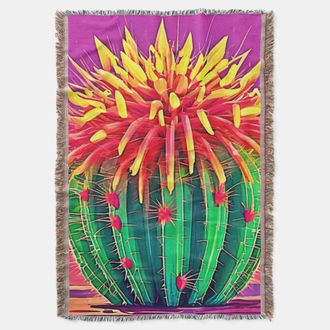 Manta Cactus vibrante en floración (Frente vertical)