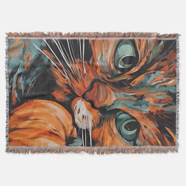 Manta Caer Naranja Verde Negro Calabaza de gato (Anverso)