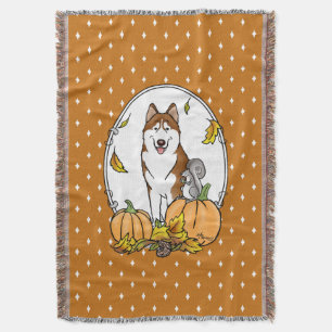 Manta Caída Siberian Husky (rojo) Calabazas deja de lado