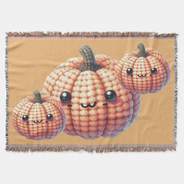 Manta Calabaza Adorable de Ganchillo (Anverso)
