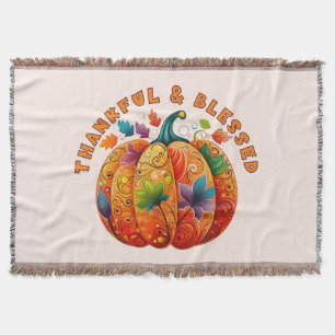 Manta Calabaza de otoño bendita y agradecida