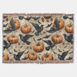 Manta Calabazas, cuervos y el patrón de Halloween de los