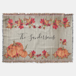 Manta Calabazas de Naranja de otoño de madera rústica ca