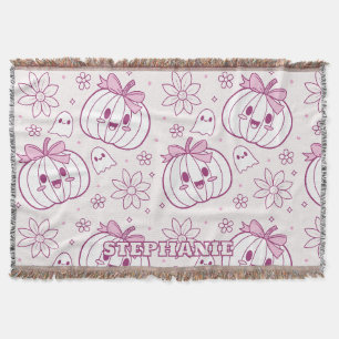 Manta Calabazas, fantasmas y flores de Kawaii