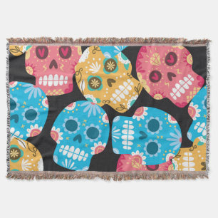 Manta Calavera de azúcar, fondo festivo sin costura.